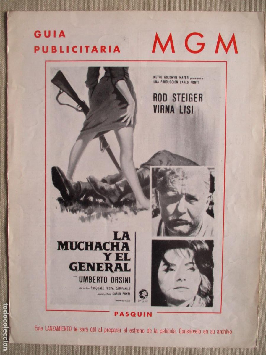 Cine: LA MUCHACHA Y EL GENERAL. GUIA ORIGINAL ESTRENO. PEDIDO MINIMO EN GUIAS 10 EUROS.