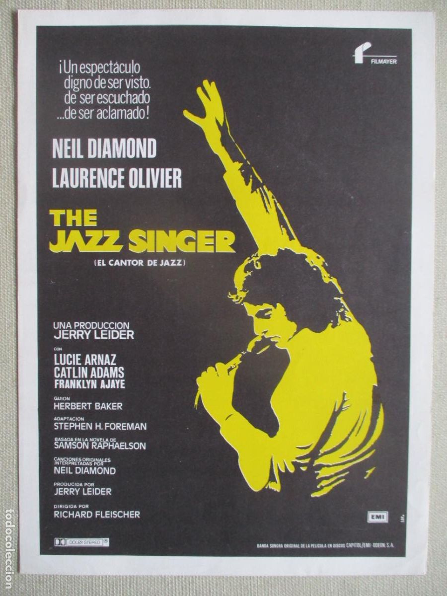 Cine: EL CANTOR DE JAZZ. GUIA ORIGINAL ESTRENO. PEDIDO MINIMO EN GUIAS 10 EUROS.