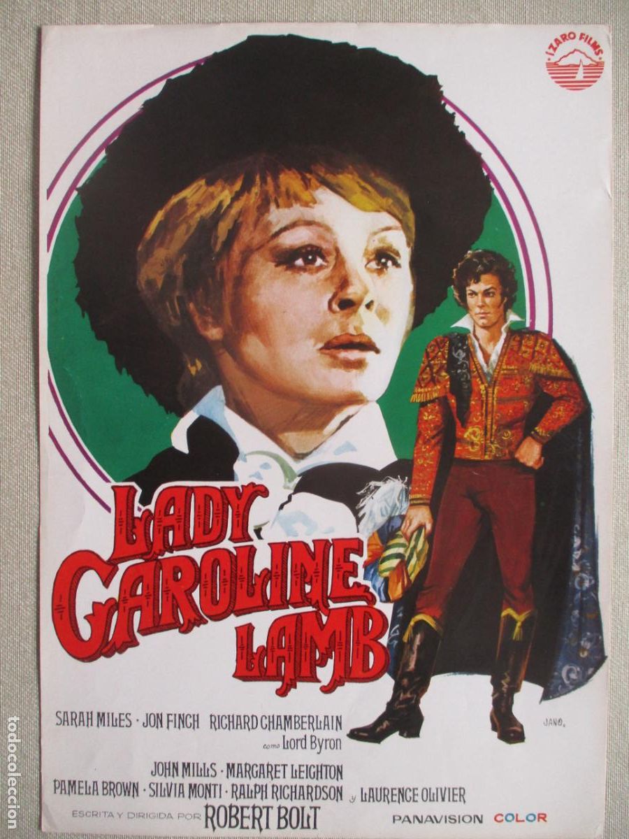 Cine: LADY CAROLINE LAMB. GUIA ORIGINAL ESTRENO. PEDIDO MINIMO EN GUIAS 10 EUROS.