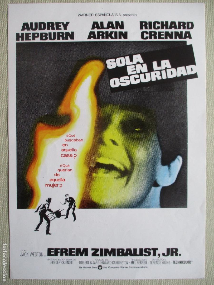 Cine: SOLA EN LA OSCURIDAD. GUIA ORIGINAL RE-ESTRENO. PEDIDO MINIMO EN GUIAS 10 EUROS.
