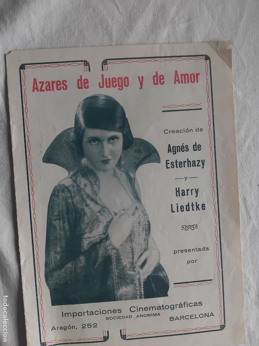 Cine: AZARES DE JUEGO Y DE AMOR. ADELAIDA FANDON. CINE MUDO. GUIA PUBLICITARIA DE LA PELICULA.