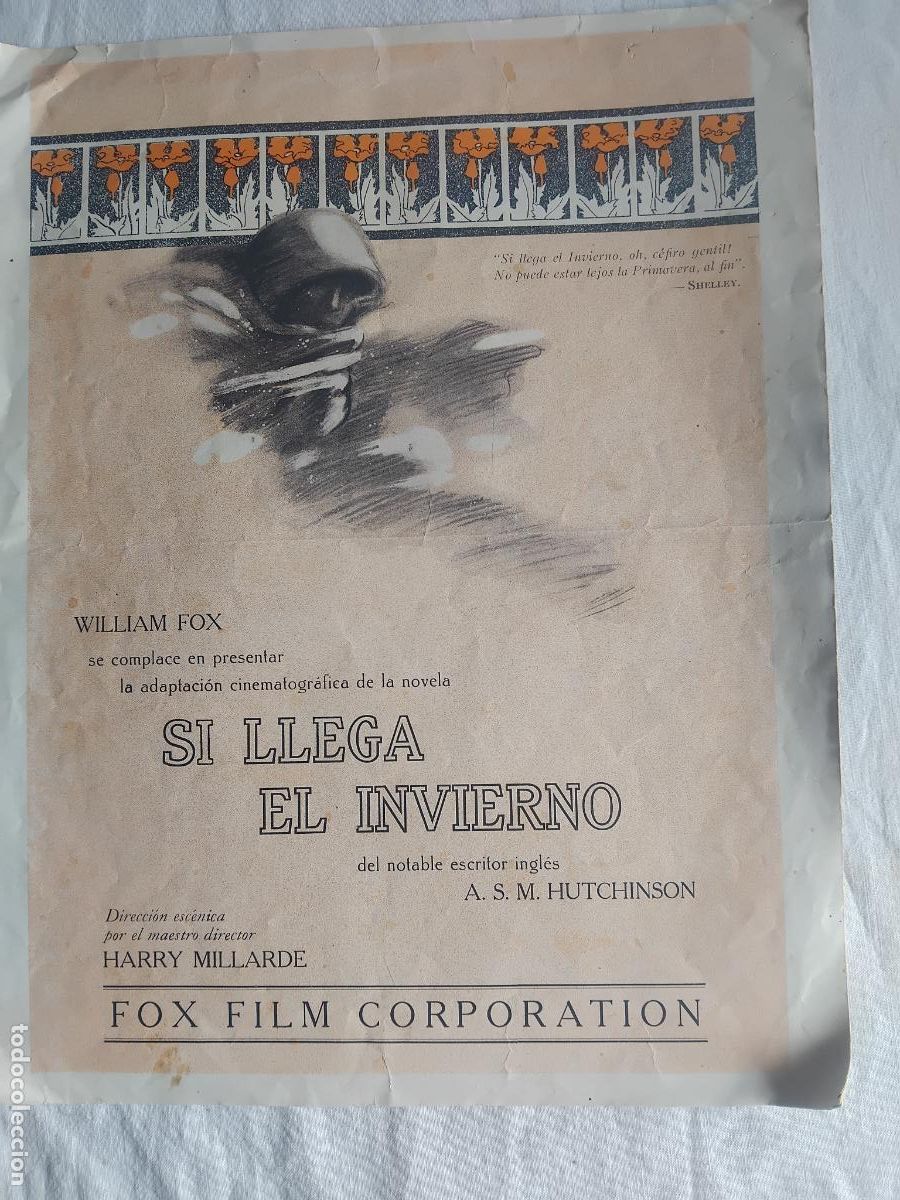 Cine: SI LLEGA EL INVIERNO. PERCY MARMONT. CINE MUDO. GUIA PUBLICITARIA DE LA PELICULA.
