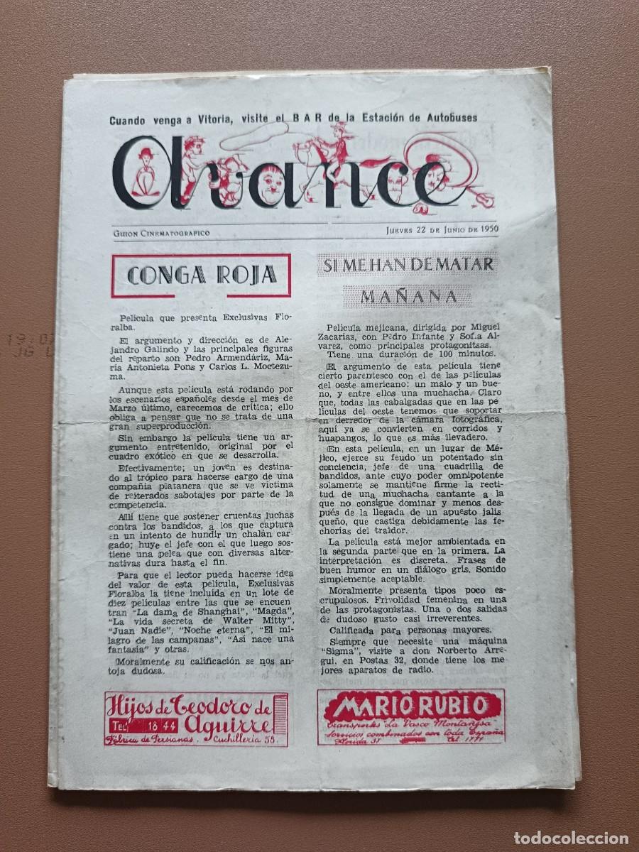 Cinema: AVANCE- GUI&Oacute;N CINEMATOGR&Aacute;FICO DE VITORIA- 22-06-1950