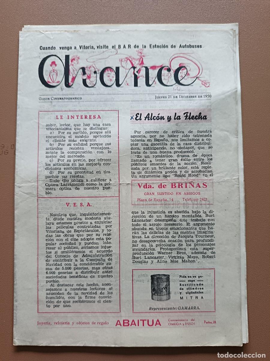 Cinema: AVANCE- GUI&Oacute;N CINEMATOGR&Aacute;FICO DE VITORIA- 21-12-1950