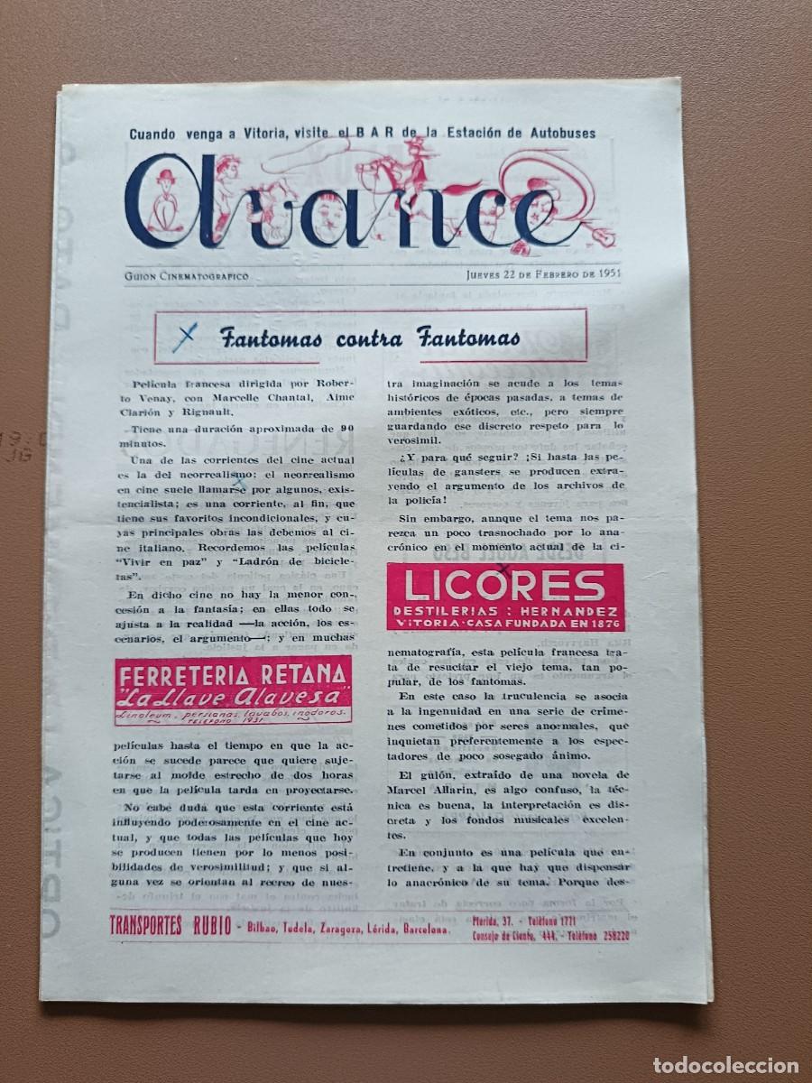 Cinema: AVANCE- GUI&Oacute;N CINEMATOGR&Aacute;FICO DE VITORIA- 22-03-1951