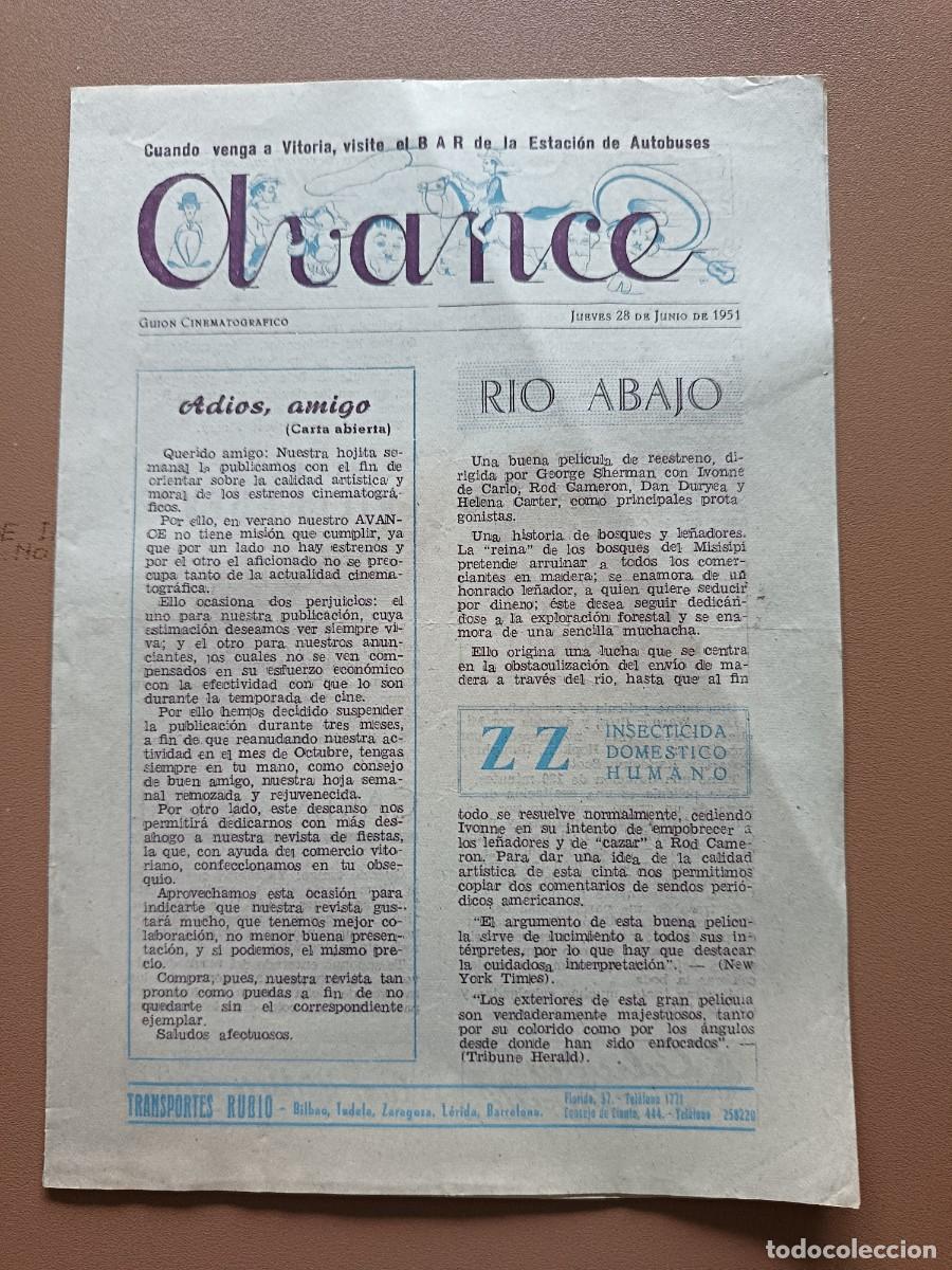 Cinema: AVANCE- GUI&Oacute;N CINEMATOGR&Aacute;FICO DE VITORIA- 28-06-1951