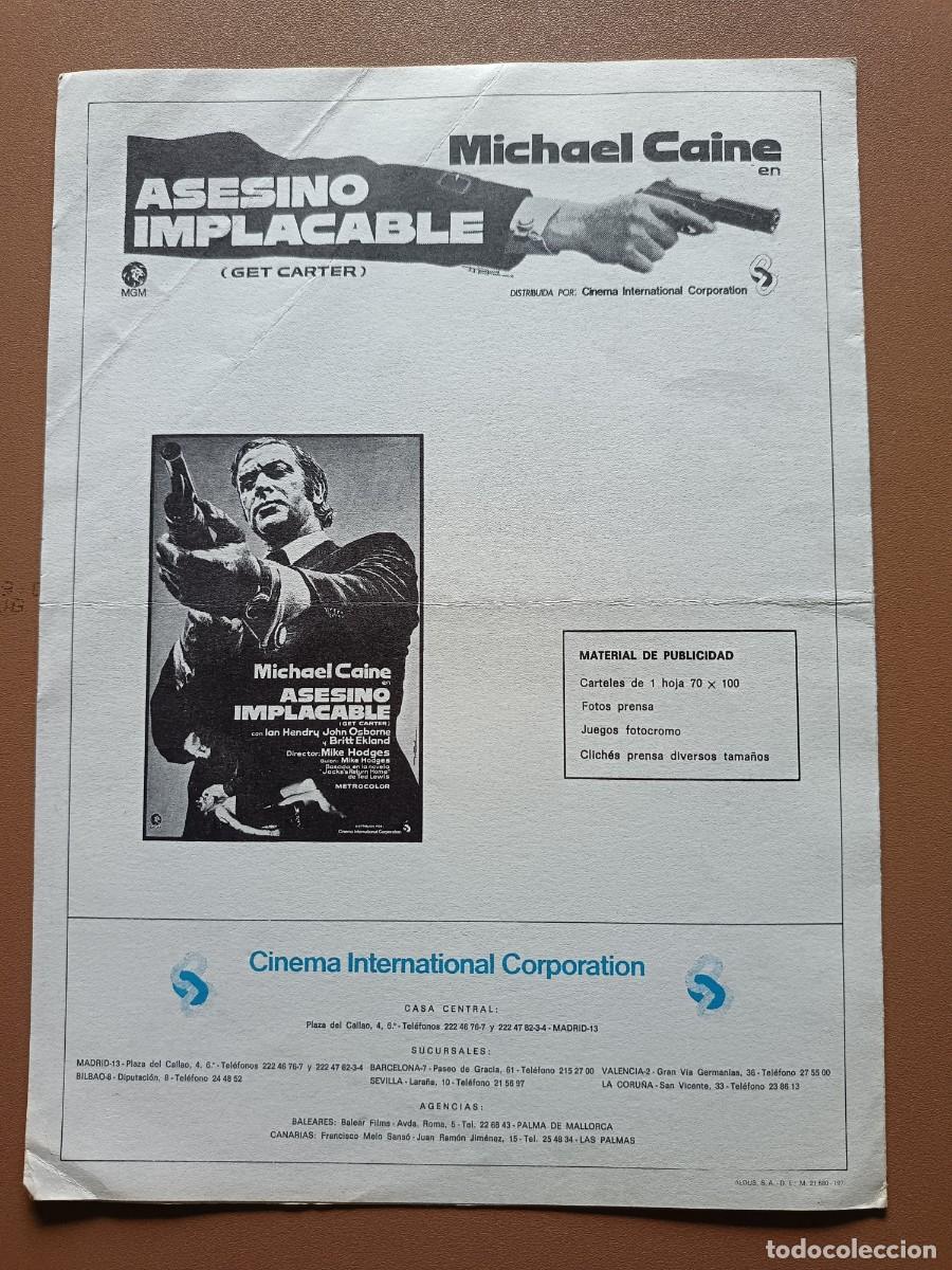 Cine: ASESINO IMPLACABLE.- M. CAINE - Foto 3