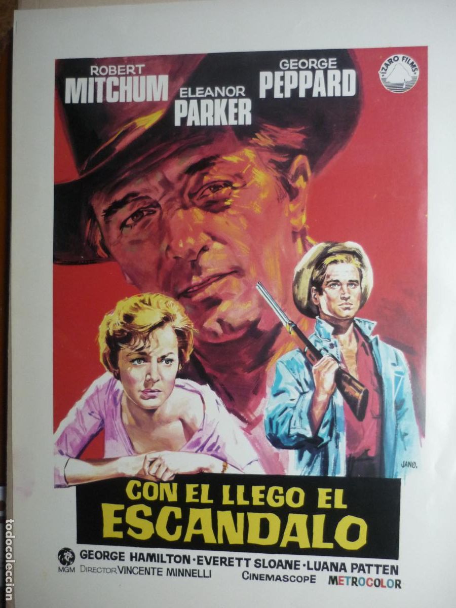 Cine: con el llego el escandalo - guia publicitaria original rep. robert mitchum eleanor parker izaro f