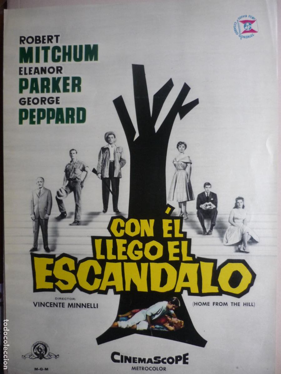 Cinema: con el llego el escandalo - guia publicitaria original - robert mitchum eleanor parker