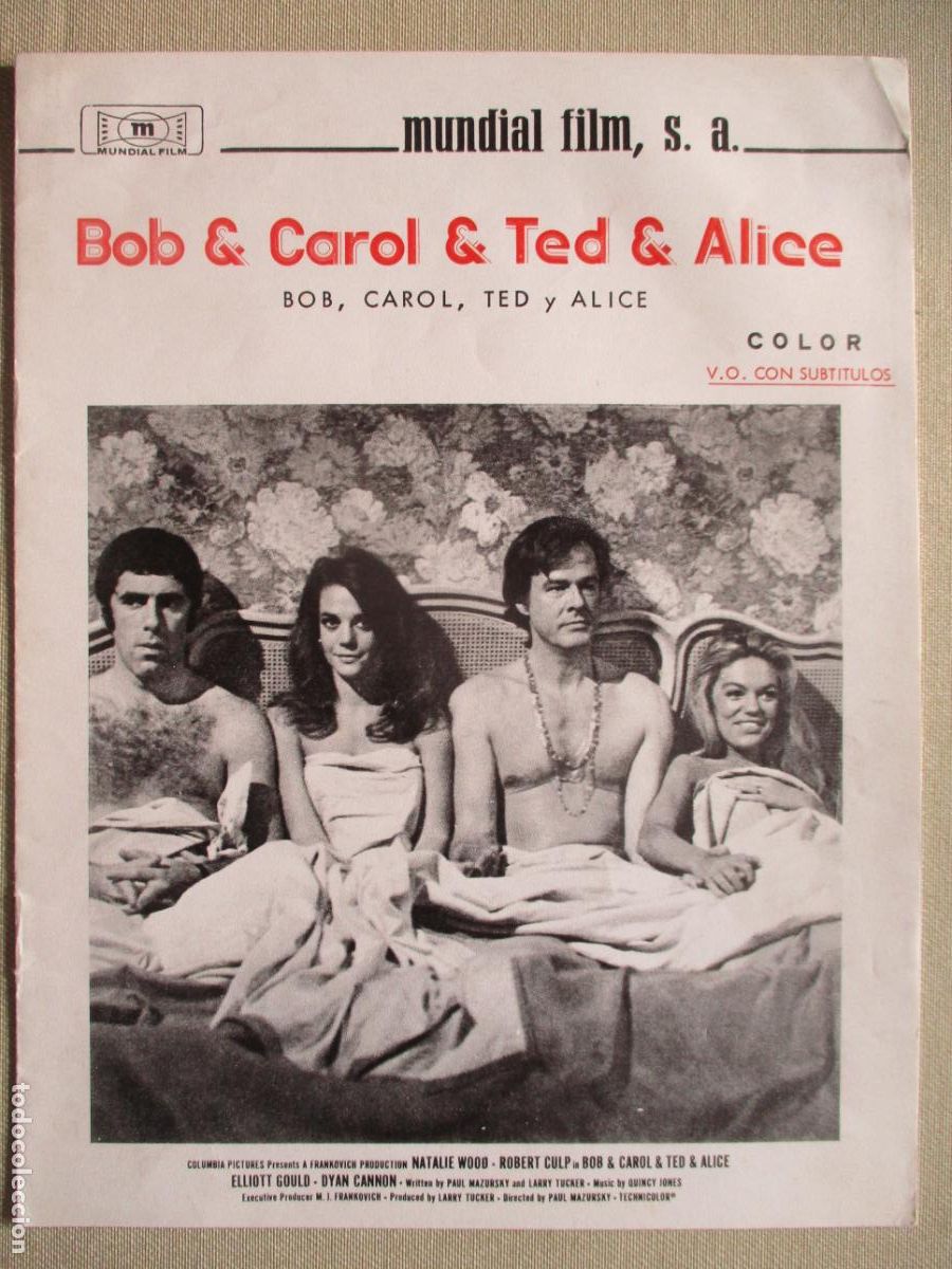 Cinema: BOB, CAROL, TED Y ALICE. GUIA ORIGINAL ESTRENO. PEDIDO MINIMO EN GUIAS 10 EUROS.