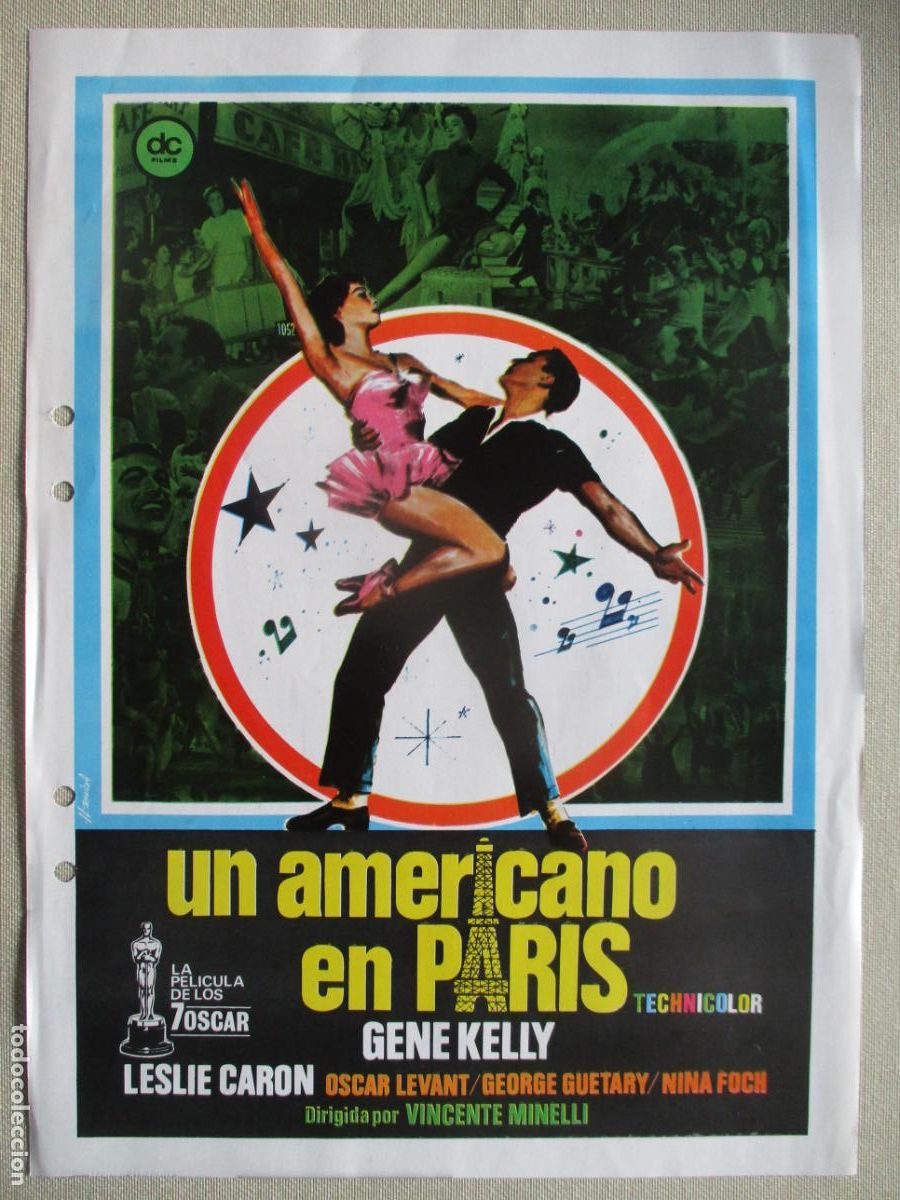 Cinema: UN AMERICANO EN PARIS. GUIA ORIGINAL ESTRENO (AGUJEROS DE TALADRO). PEDIDO MINIMO EN GUIAS 10 EUROS.