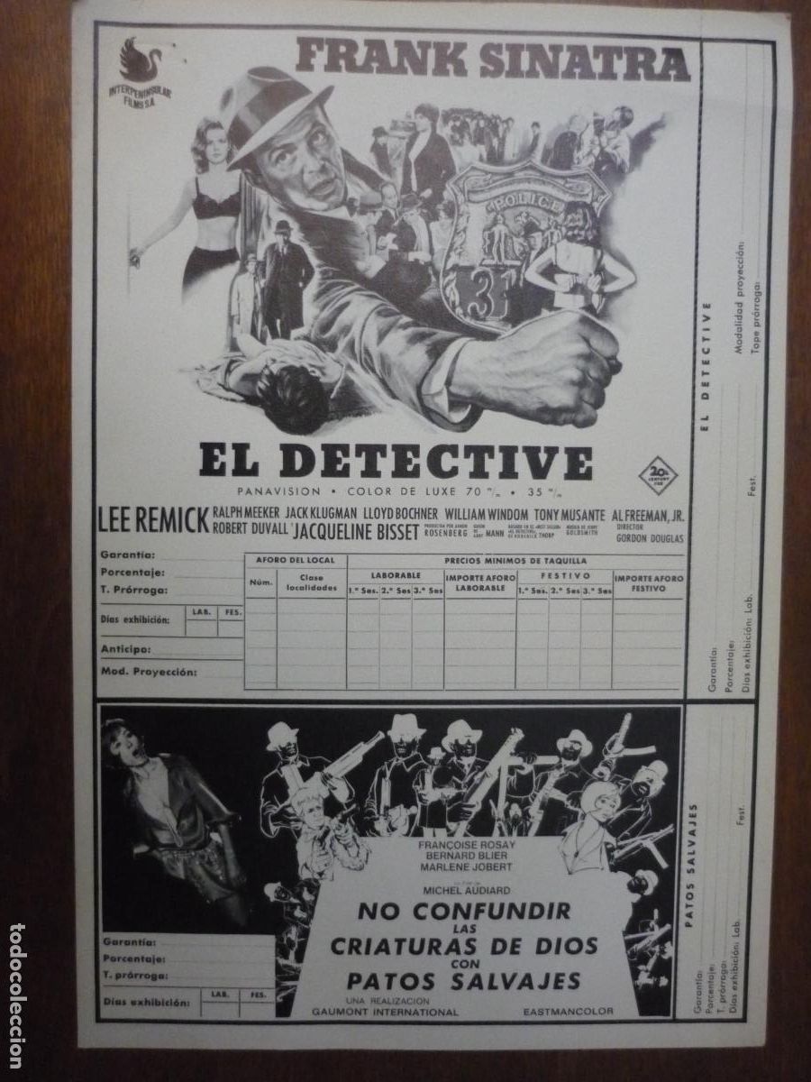 Cine: catalogo original interpeninsular films - el detective no confundir las criaturas con patos salvajes
