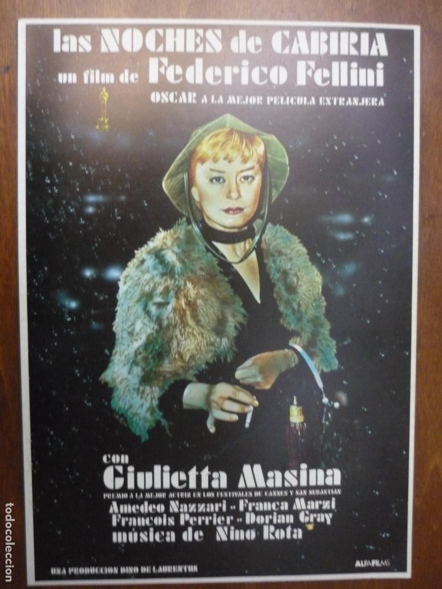 Cine: las noches de cabiria - guia dossier publicitario original - federico fellini giulietta masina
