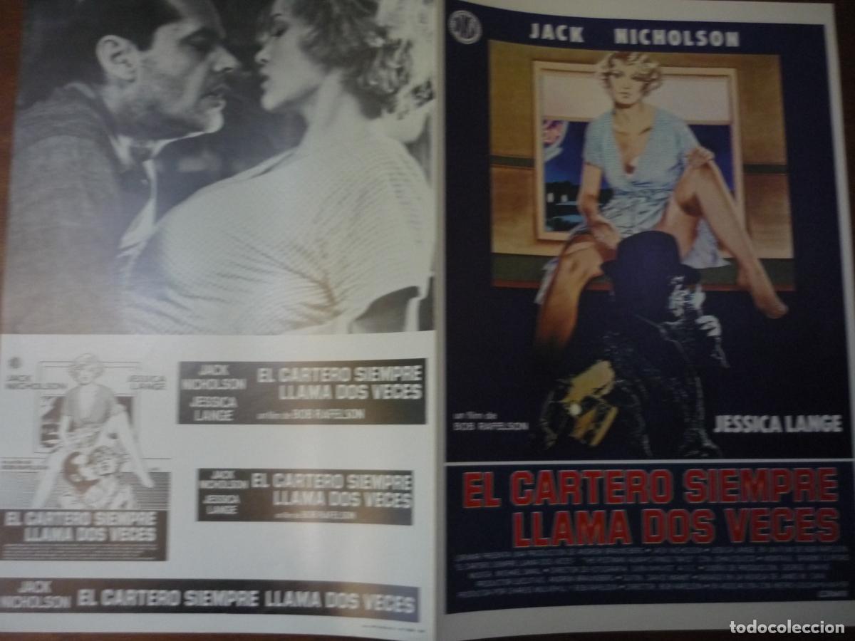 Cine: el cartero siempre llama dos veces - guia publicitaria original - jack nicholson jessica lange diasa