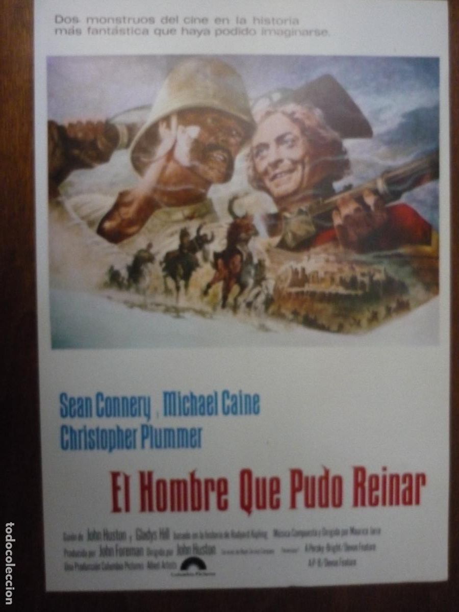 Cine: el hombre que pudo reinar - guia publicitaria original - michael caine sean connery john huston