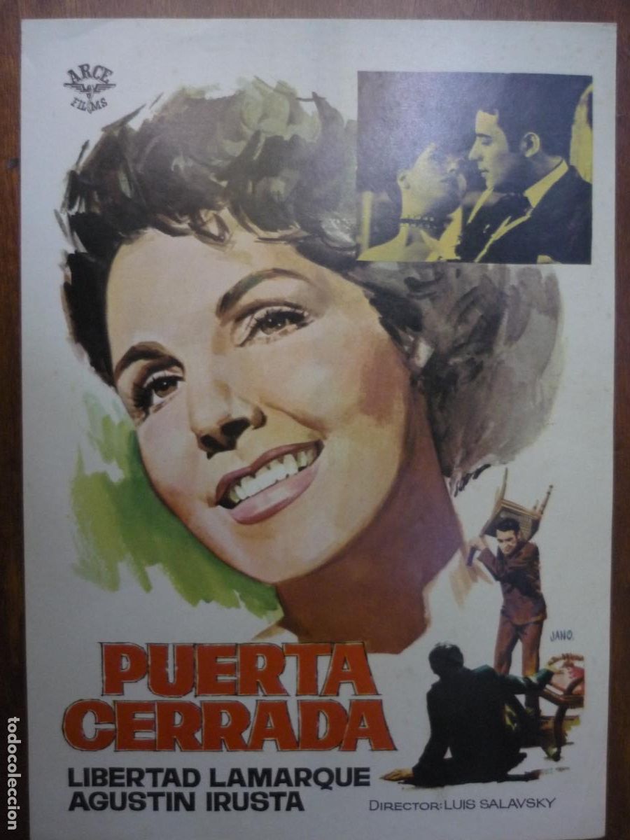 Cine: puerta cerrada - guia publicitaria original - libertad lamarque agustin irusta - jano arce films