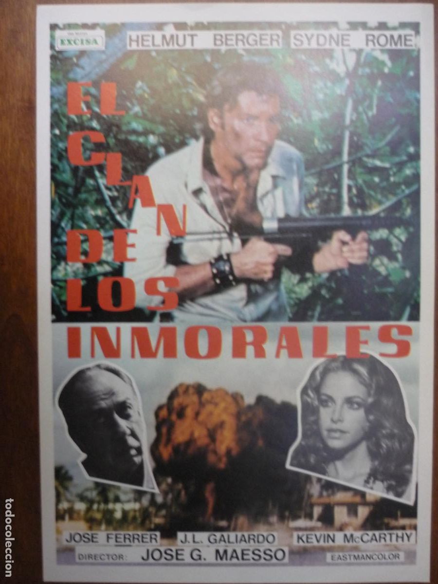 Cine: el clan de los inmorales - guia publicitaria original - helmut berger sydne rome kevin mccarthy