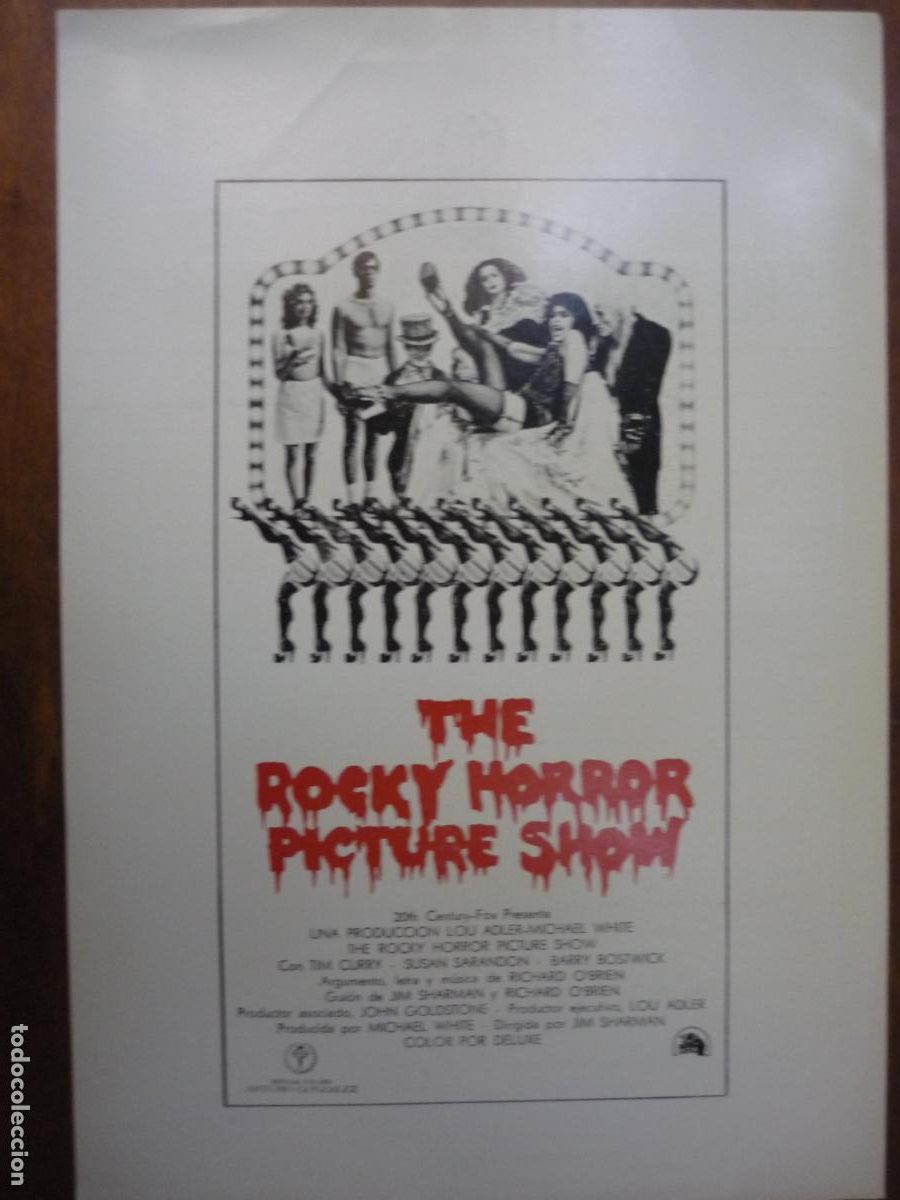 Kino: the rocky horror picture show - guia publicitaria original - susan sarandon tim curry