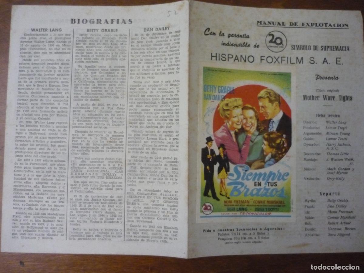 Cine: siempre en tus brazos - guia publicitaria original - betty grable dan dailey walter lang - fox