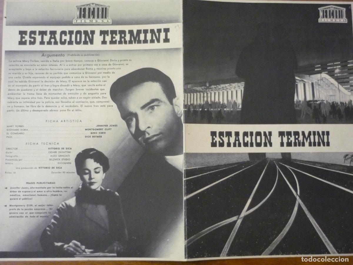 Cine: estacion termini - guia publicitaria original - jennifer jones montgomery clift vittorio de sica