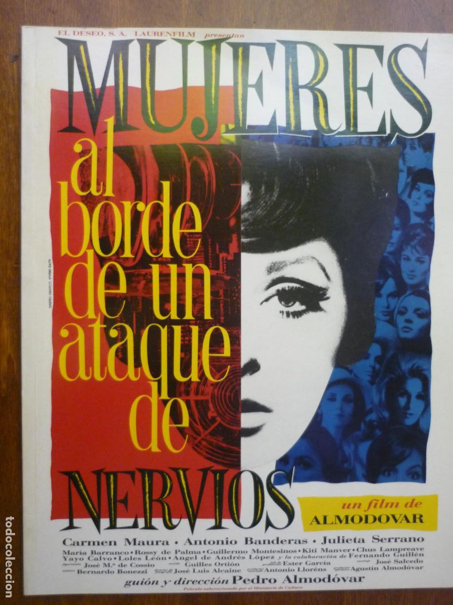 Cine: mujeres al borde de un ataque de nervios guia publicitaria original + 2 postales orig. almodovar
