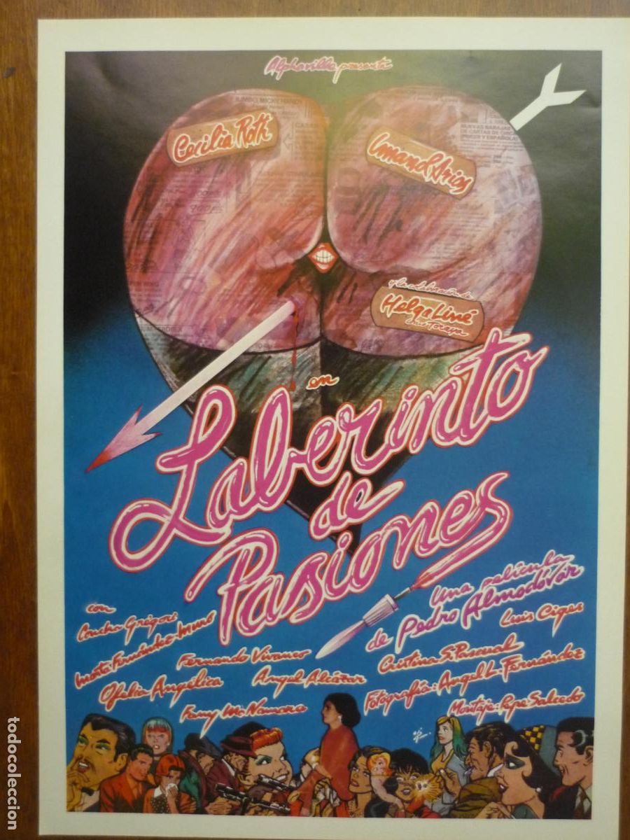 Cinema: laberinto de pasiones - guia publicitaria original cecilia roth helga line almodovar dise&ntilde;o zulueta