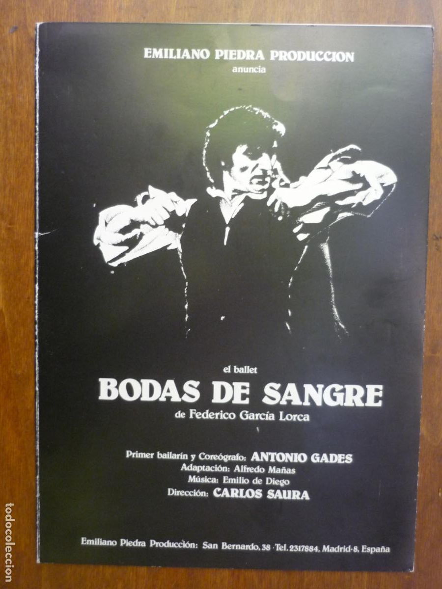 Cine: bodas de sangre - guia publicitaria original carpeta - carlos saura antonio gades cine espa&ntilde;ol