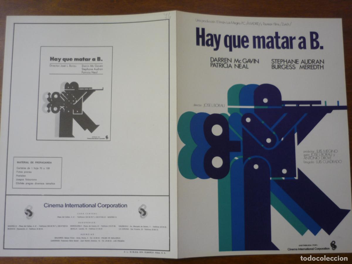 Cine: hay que matar a b - guia publicitaria original - jose luis borau stephane audran cine espa&ntilde;ol