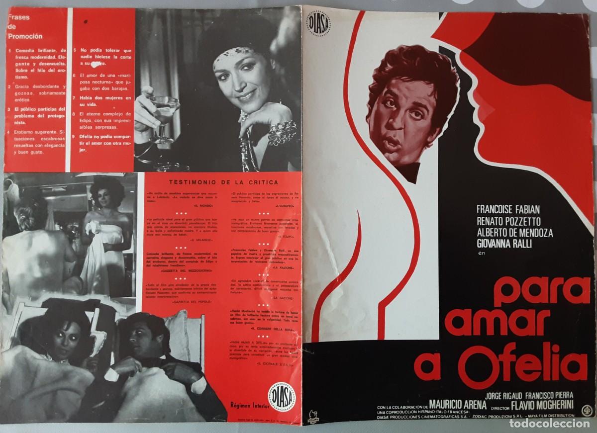 Cinema: PARA AMAR A OFELIA, FRANCOISE FABIAN,RENATO POZZETTO, ALBERTO DE MENDOZA, GIOVANNA RALLI.