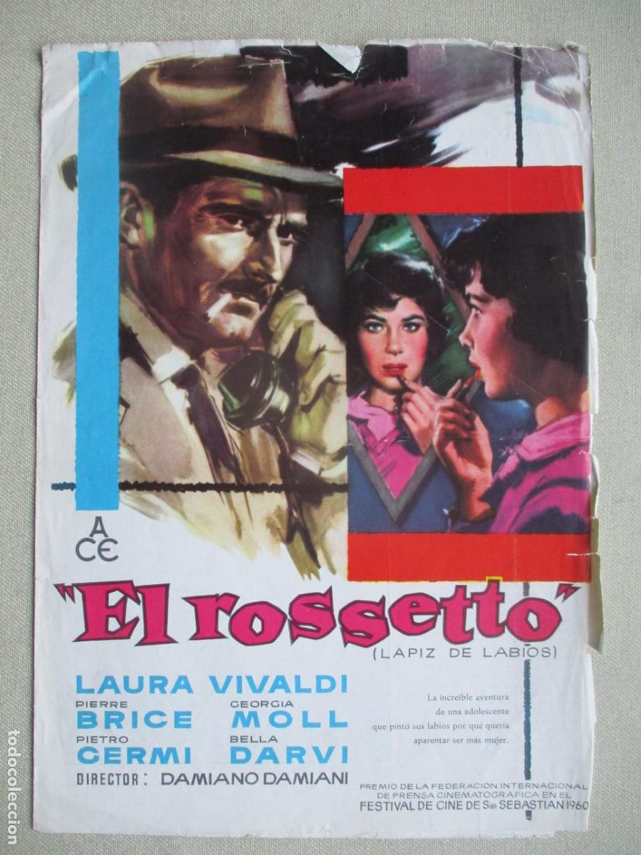 Cine: LAPIZ DE LABIOS (EL ROSSETTO). GUIA ORIGINAL ESTRENO. PEDIDO MINIMO EN GUIAS 10 EUROS.