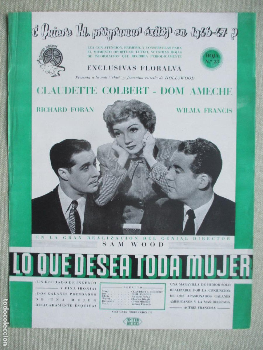 Cine: LO QUE DESEA TODA MUJER. GUIA ORIGINAL ESTRENO. PEDIDO MINIMO EN GUIAS 10 EUROS.