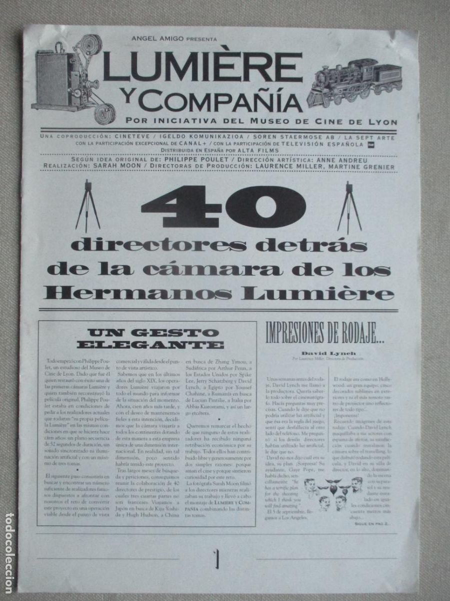 Cine: LUMIERE Y COMPA&Ntilde;IA. GUIA ORIGINAL ESTRENO. PEDIDO MINIMO EN GUIAS 10 EUROS.