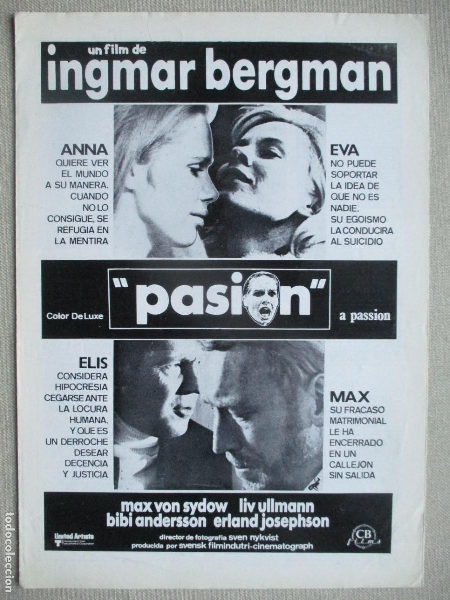 Cine: PASION. GUIA ORIGINAL ESTRENO. PEDIDO MINIMO EN GUIAS 10 EUROS.