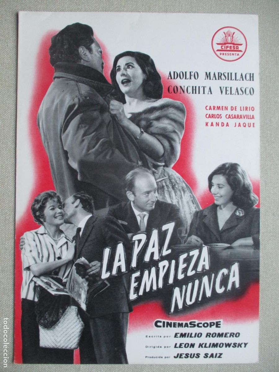 Cine: LA PAZ EMPIEZA NUNCA. GUIA ORIGINAL ESTRENO. PEDIDO MINIMO EN GUIAS 10 EUROS.