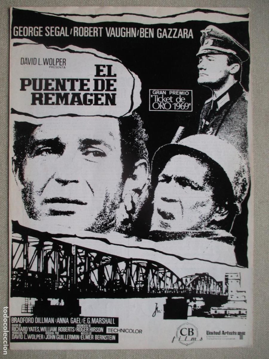 Cine: EL PUENTE DE REMAGEN. GUIA ORIGINAL ESTRENO. PEDIDO MINIMO EN GUIAS 10 EUROS.