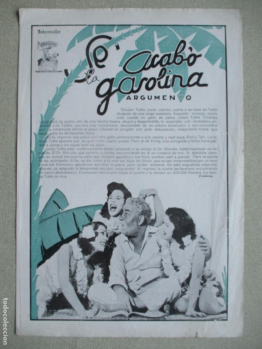 Cine: SE ACABO LA GASOLINA. GUIA ORIGINAL ESTRENO. PEDIDO MINIMO EN GUIAS 10 EUROS.