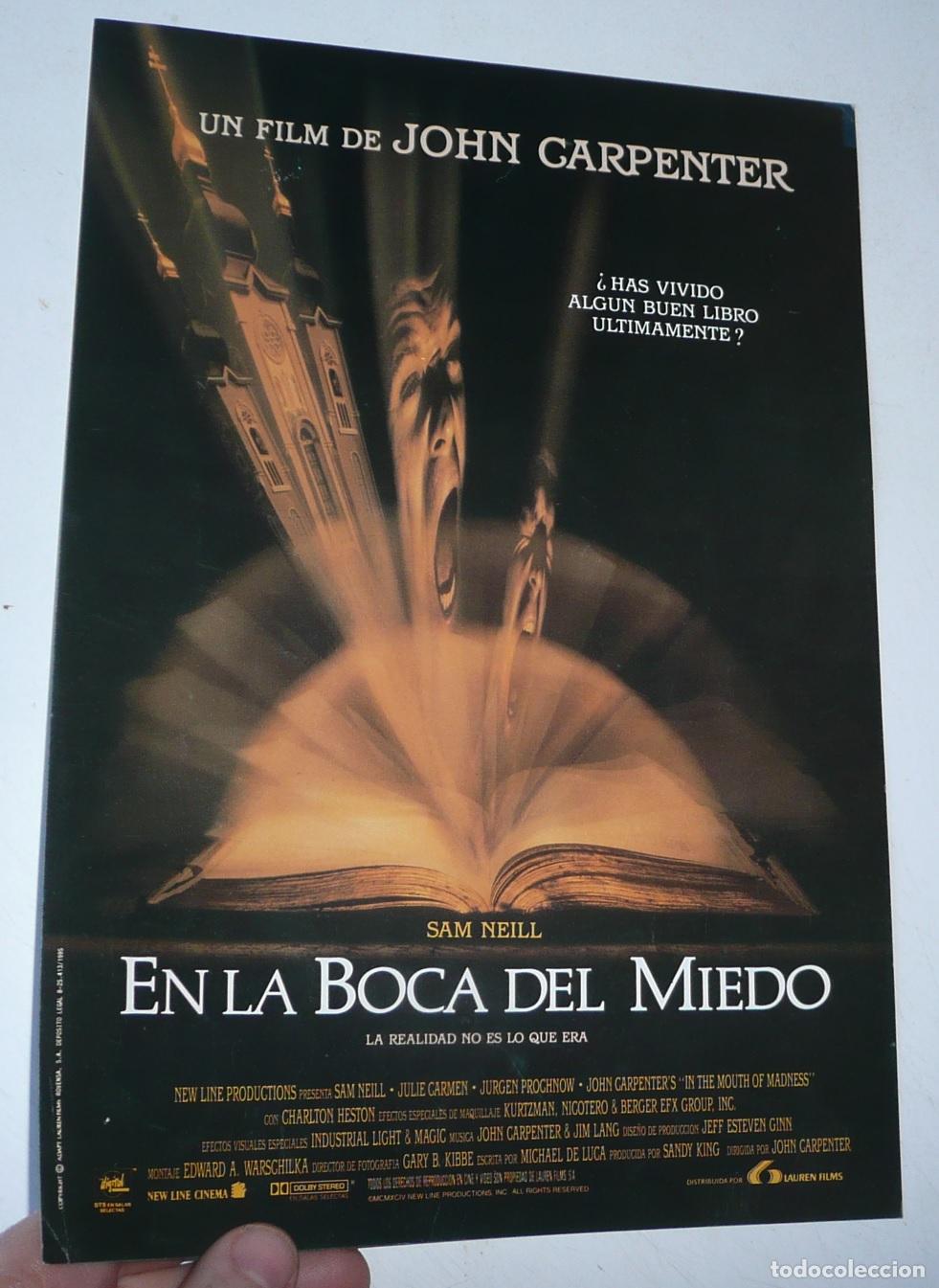 Cine: En la boca del miedo (John Carpenter, 1994) Gu&iacute;a de cine. Sam Neill, Julie Carmen, J&uuml;rgen Prochnow