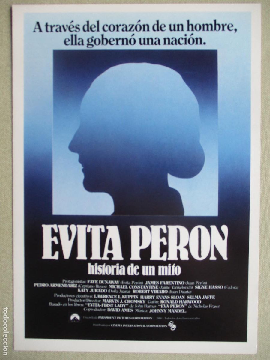 Cine: EVITA PERON. HISTORIA DE UN MITO. GUIA ORIGINAL ESTRENO. PEDIDO MINIMO EN GUIAS 10 EUROS.