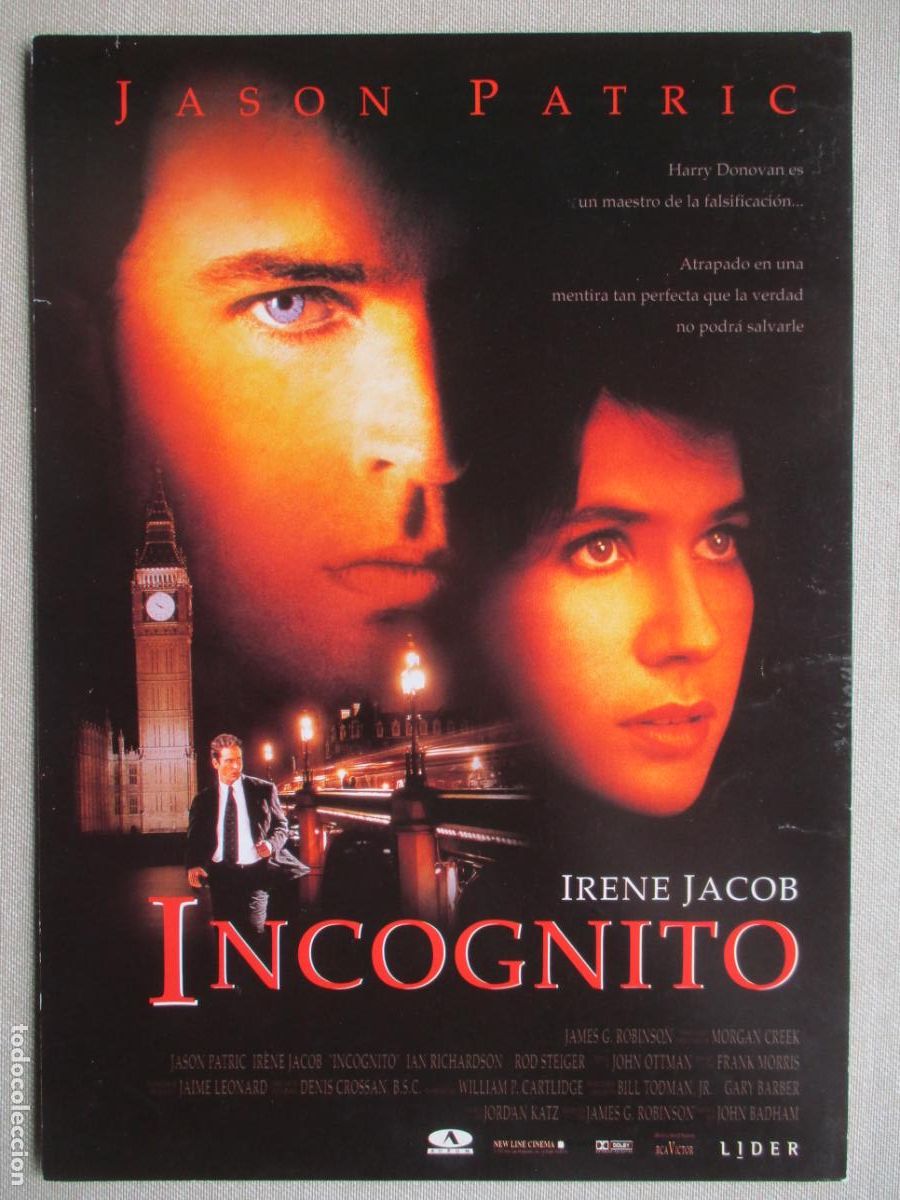 Cine: INCOGNITO. GUIA ORIGINAL ESTRENO. PEDIDO MINIMO EN GUIAS 10 EUROS.