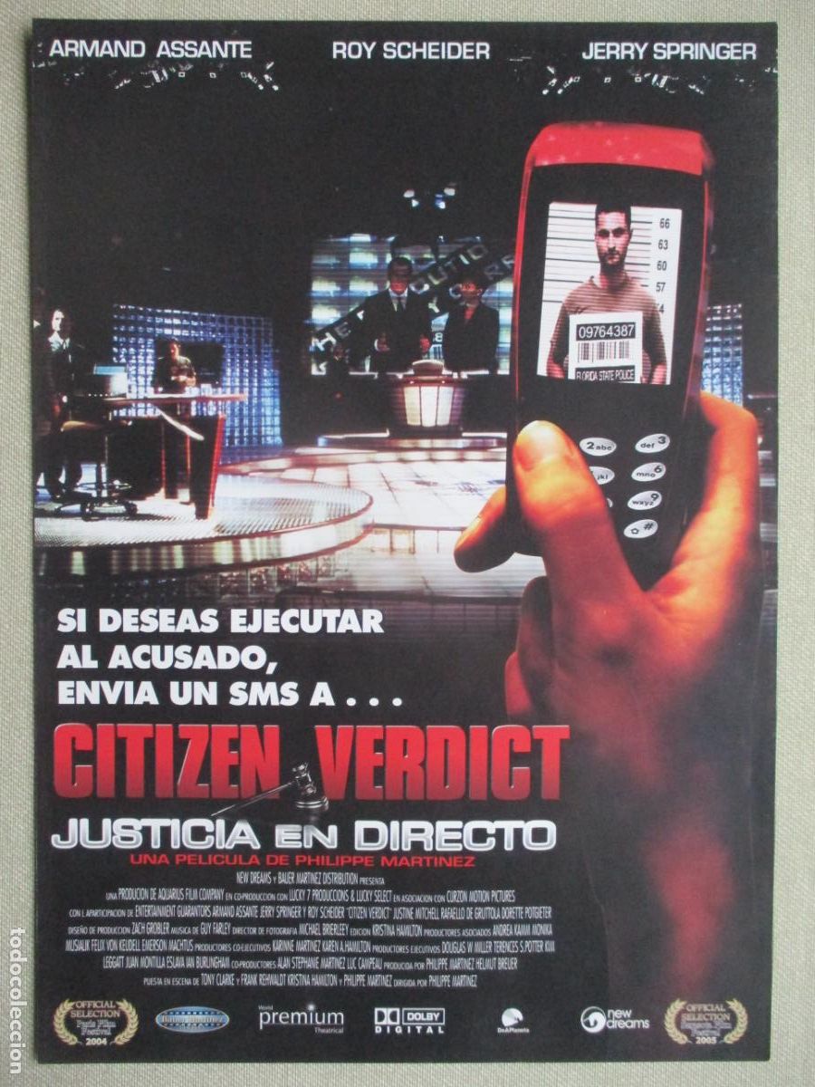 Cine: JUSTICIA EN DIRECTO. GUIA ORIGINAL ESTRENO. PEDIDO MINIMO EN GUIAS 10 EUROS.