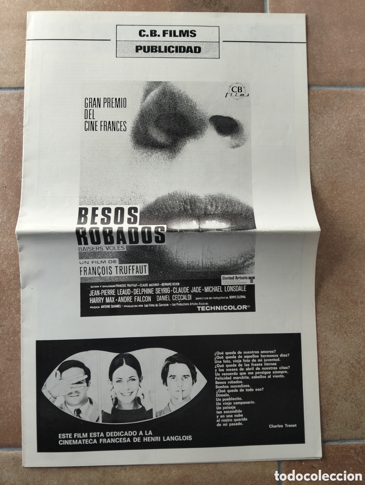 Cine: Besos robados - Jean-Pierre L&eacute;aud, Claude Jade, Fran&ccedil;ois Truffaut - GUIA DE CINE ORIGINAL