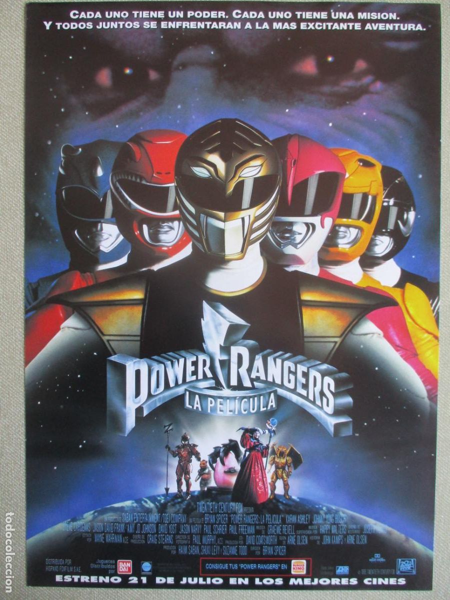 Kino: POWER RANGERS LA PELICULA. GUIA ORIGINAL ESTRENO. PEDIDO MINIMO EN GUIAS 10 EUROS.