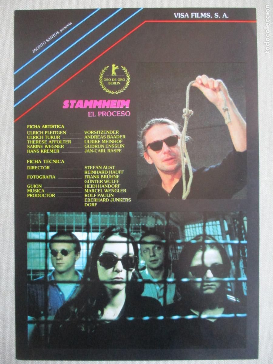 Cine: EL PROCESO (STAMMHEIM). GUIA ORIGINAL ESTRENO. PEDIDO MINIMO EN GUIAS 10 EUROS.
