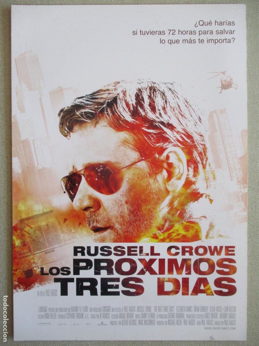 Cine: LOS PROXIMOS TRES DIAS. GUIA ORIGINAL ESTRENO. PEDIDO MINIMO EN GUIAS 10 EUROS.