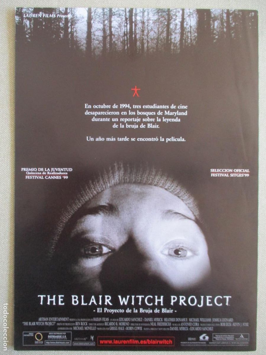 Cine: EL PROYECTO DE LA BRUJA DE BLAIR. GUIA ORIGINAL ESTRENO. PEDIDO MINIMO EN GUIAS 10 EUROS.