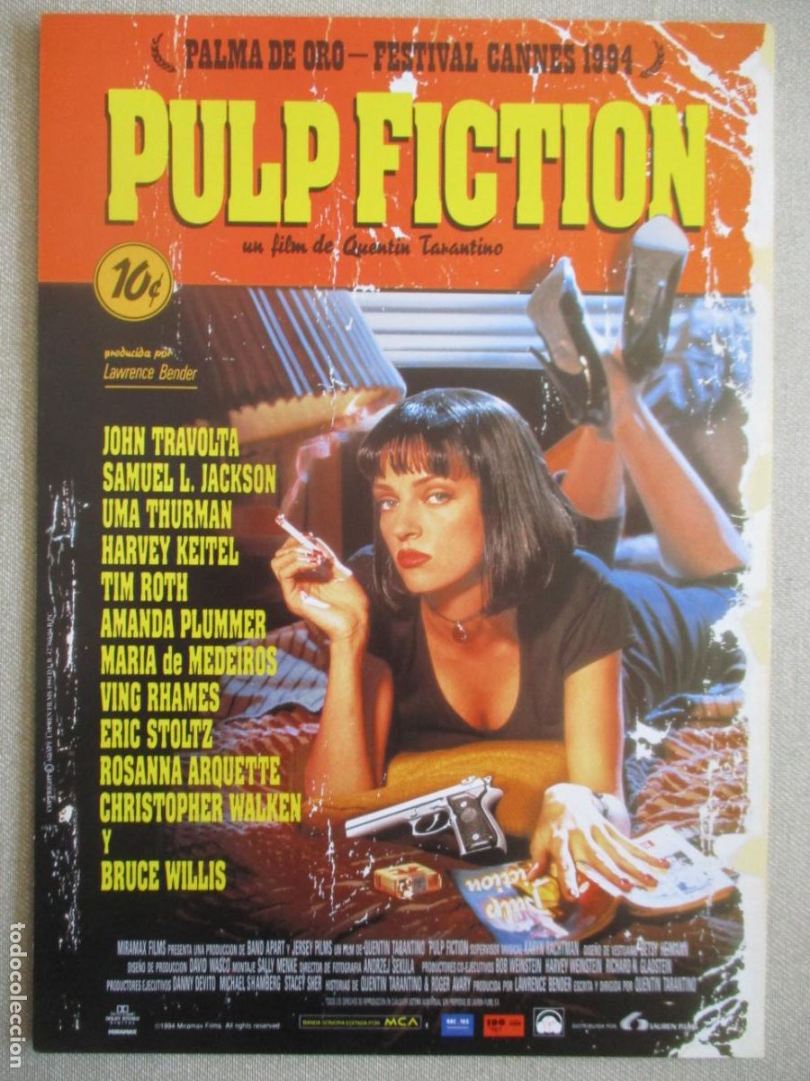 Cine: PULP FICTION. GUIA ORIGINAL ESTRENO. PEDIDO MINIMO EN GUIAS 10 EUROS.