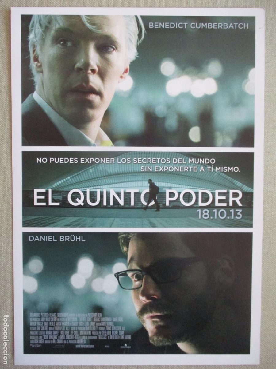 Cine: EL QUINTO PODER. GUIA ORIGINAL ESTRENO. PEDIDO MINIMO EN GUIAS 10 EUROS.