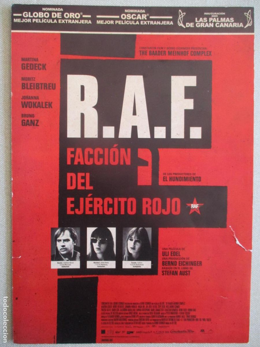 Cine: R.A.F. FACCION DEL EJERCITO ROJO. GUIA ORIGINAL ESTRENO. PEDIDO MINIMO EN GUIAS 10 EUROS.