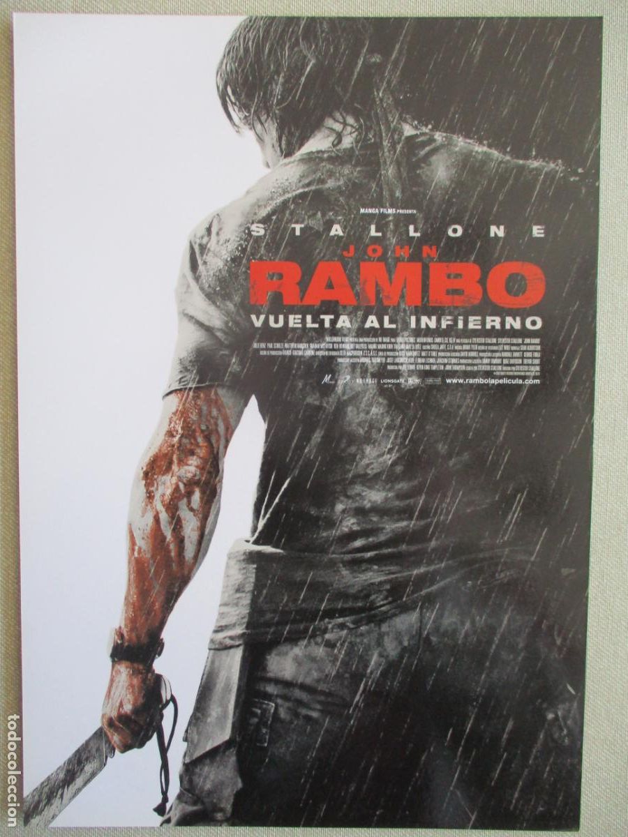 Cine: JOHN RAMBO VUELTA AL INFIERNO. GUIA ORIGINAL ESTRENO. PEDIDO MINIMO EN GUIAS 10 EUROS.