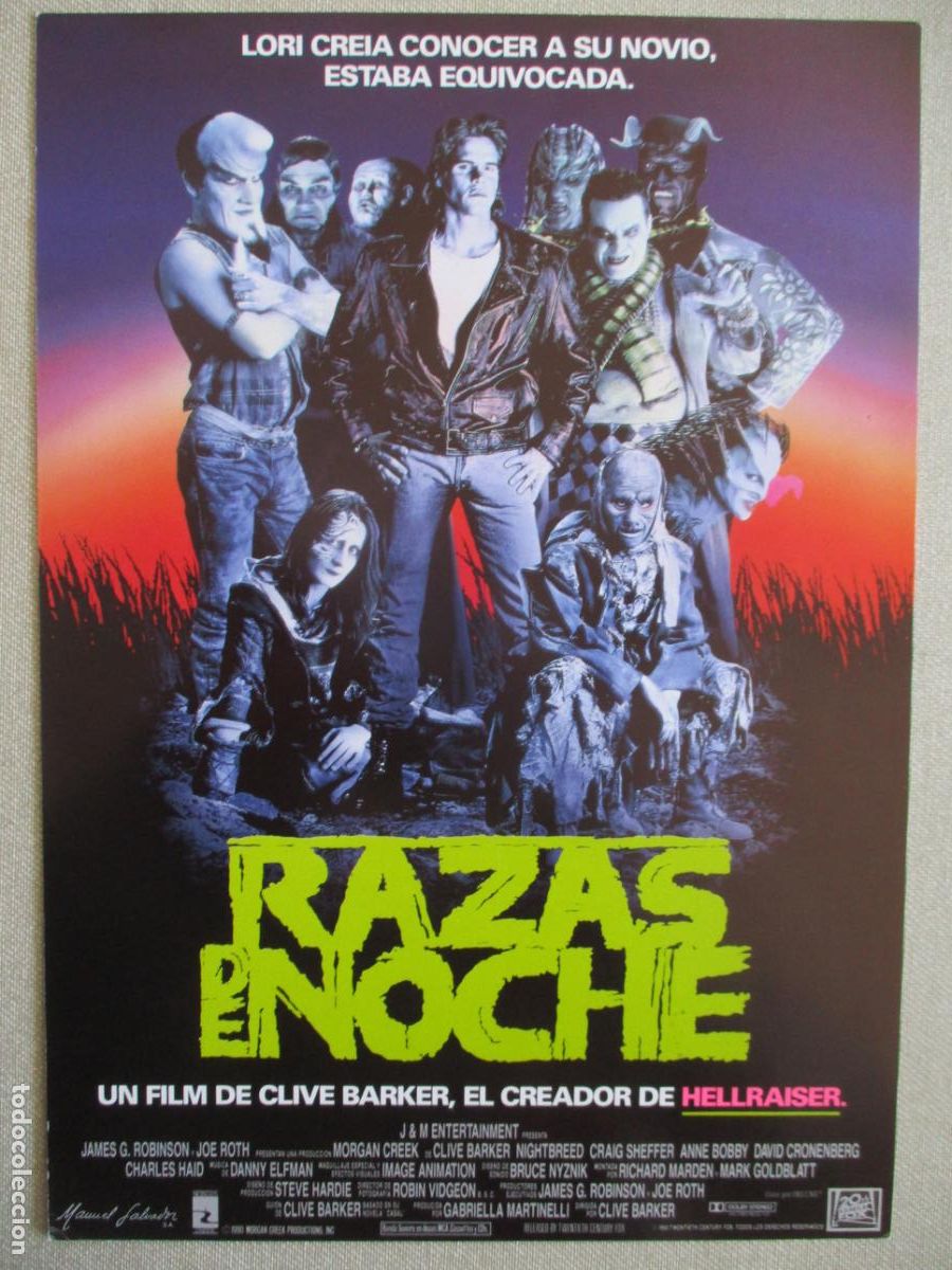 Cine: RAZAS DE NOCHE. GUIA ORIGINAL ESTRENO. PEDIDO MINIMO EN GUIAS 10 EUROS.